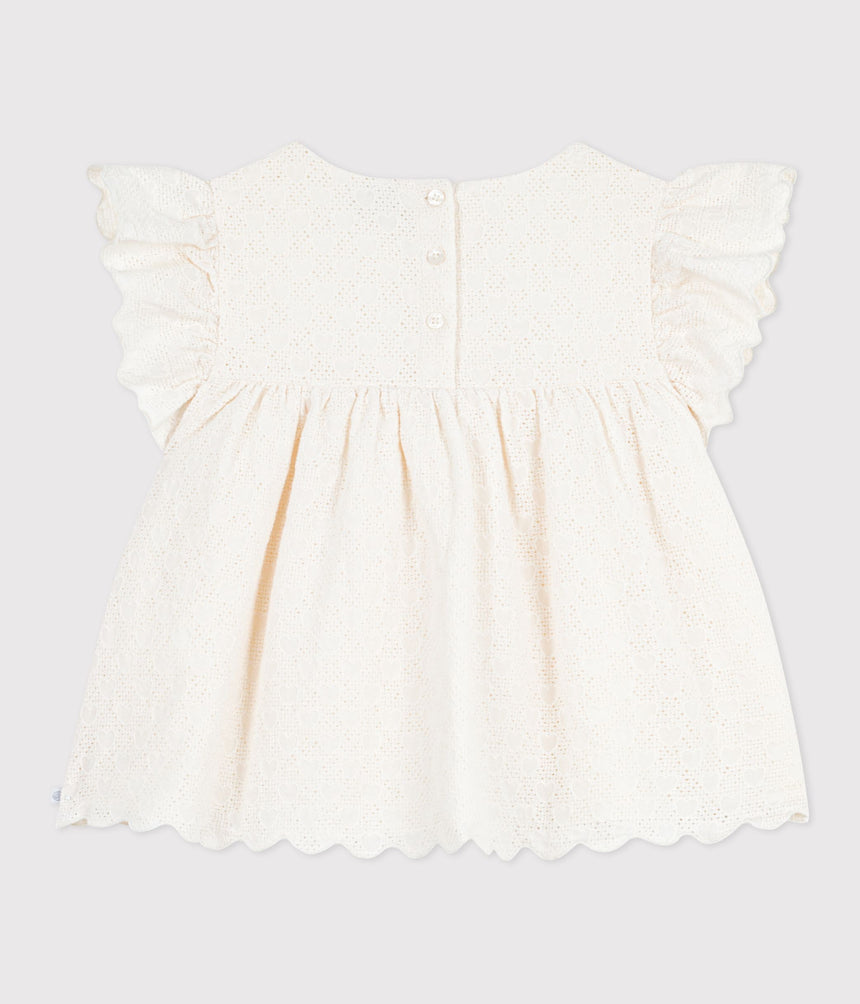 CHILDREN'S SHORT-SLEEVED COTTON BLOUSE WITH A HEART PATTERN