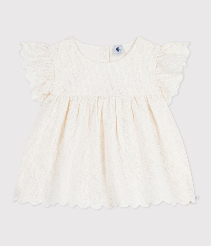 CHILDREN'S SHORT-SLEEVED COTTON BLOUSE WITH A HEART PATTERN