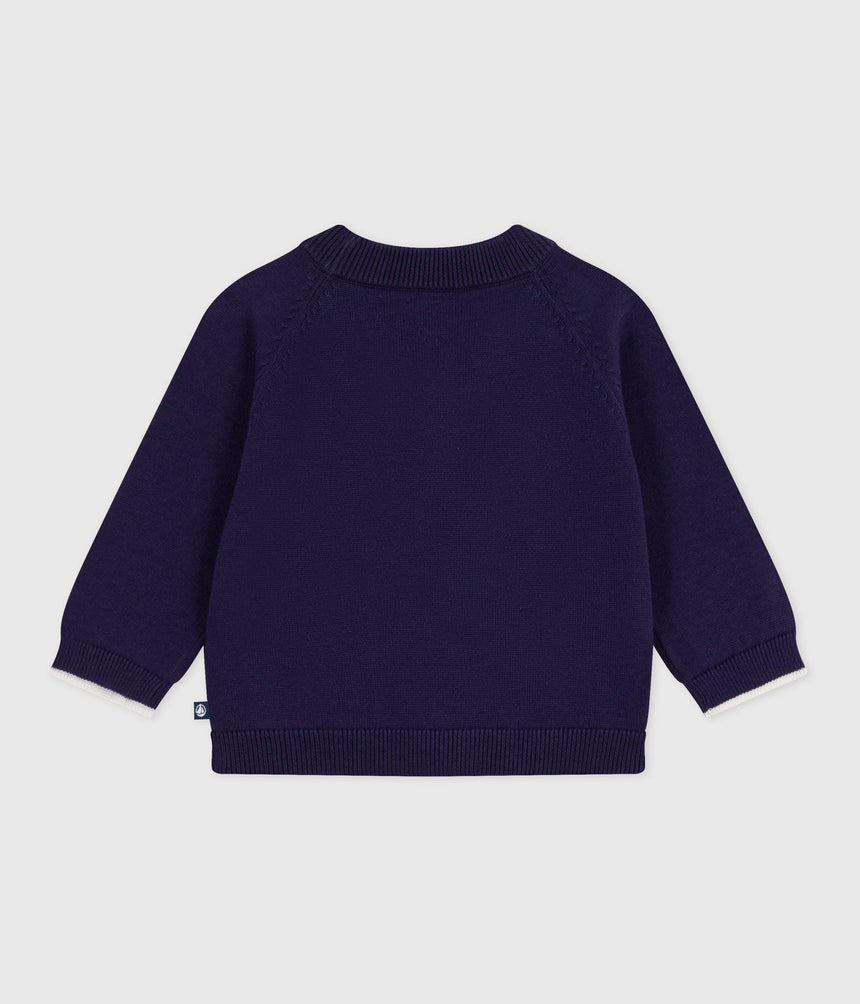 SOLID-COLOR COTTON BABY CARDIGAN WITH BUTTONS