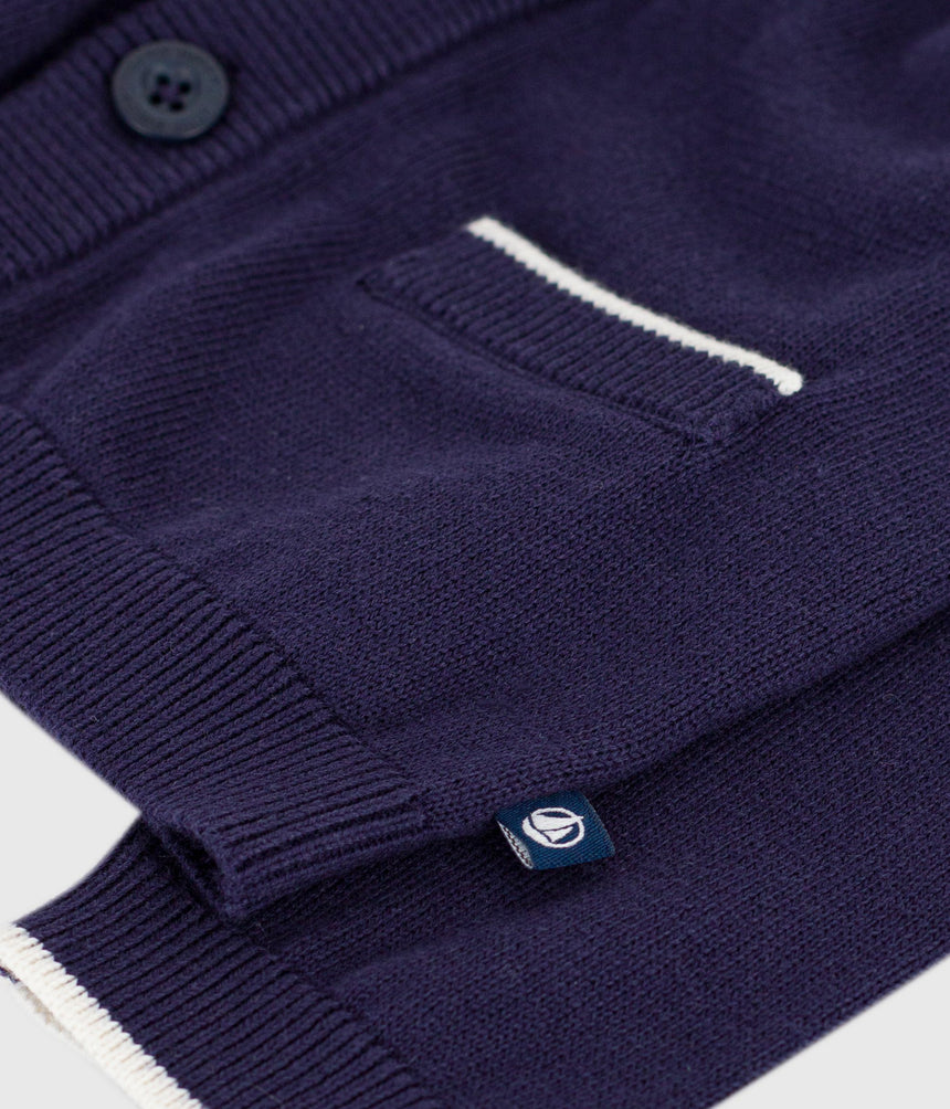 SOLID-COLOR COTTON BABY CARDIGAN WITH BUTTONS