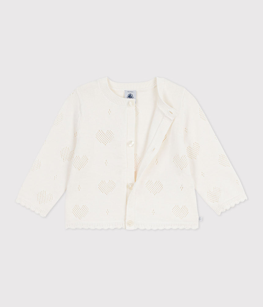 BABIES' COTTON CARDIGAN WITH A HEART PATTERN