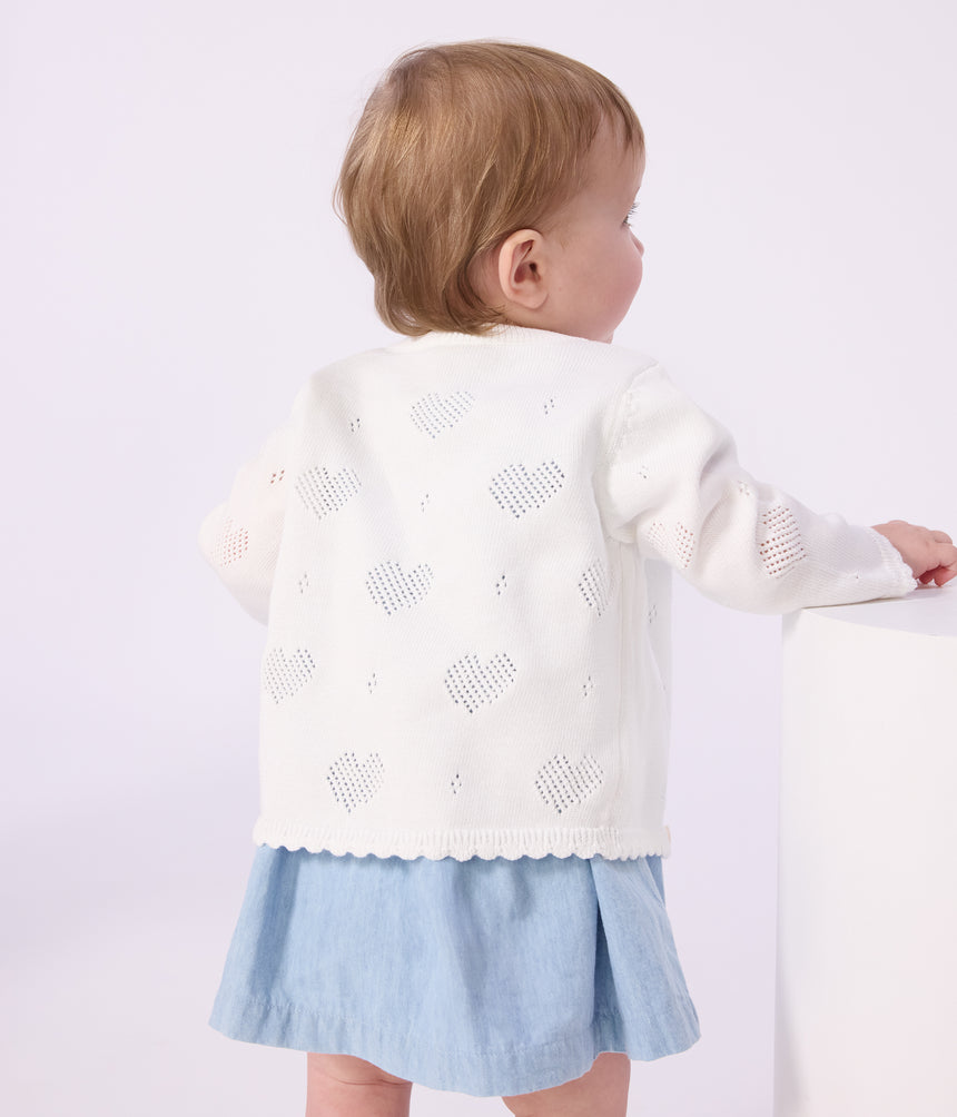 BABIES' COTTON CARDIGAN WITH A HEART PATTERN