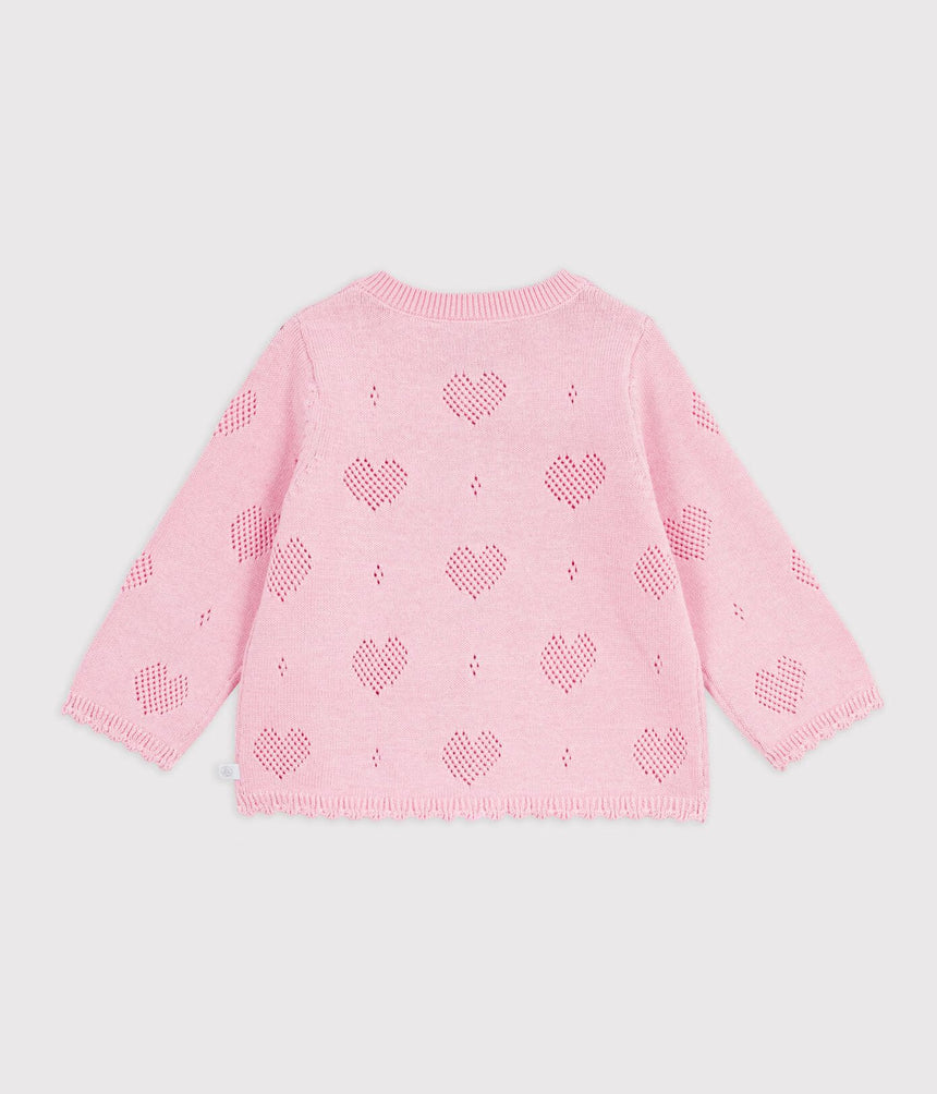 BABIES' COTTON CARDIGAN WITH A HEART PATTERN