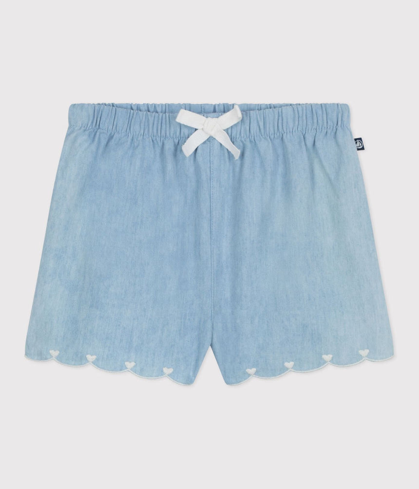 BABIES' SHORTS IN EMBROIDERED CHAMBRAY