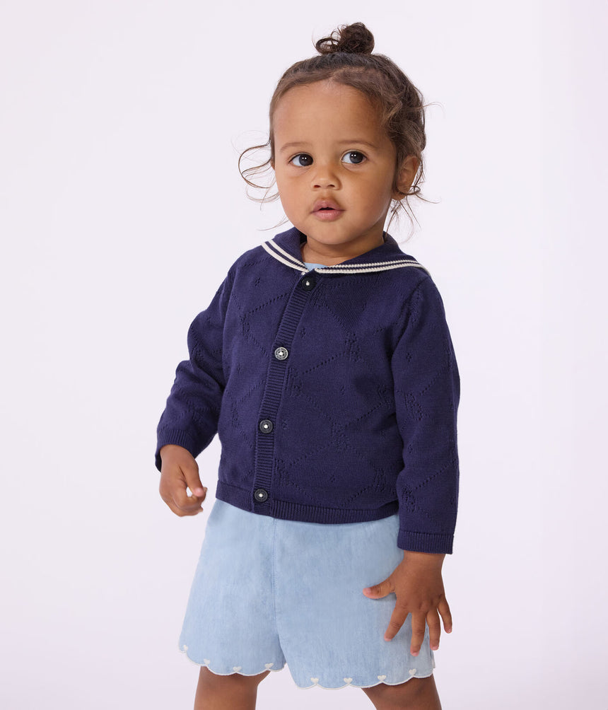 BABIES' SHORTS IN EMBROIDERED CHAMBRAY