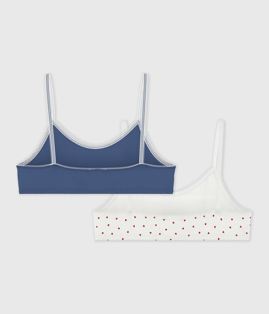 CHILDREN'S HEART PRINT COTTON AND ELASTANE BRA TOPS