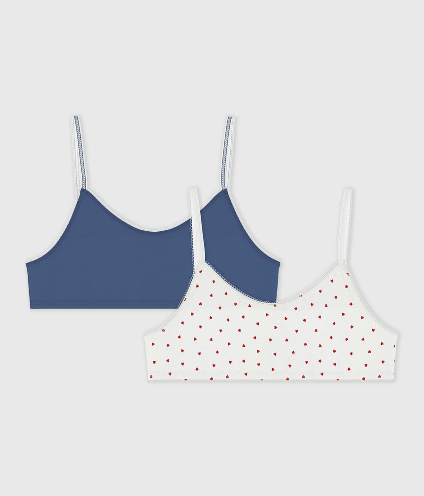 CHILDREN'S HEART PRINT COTTON AND ELASTANE BRA TOPS