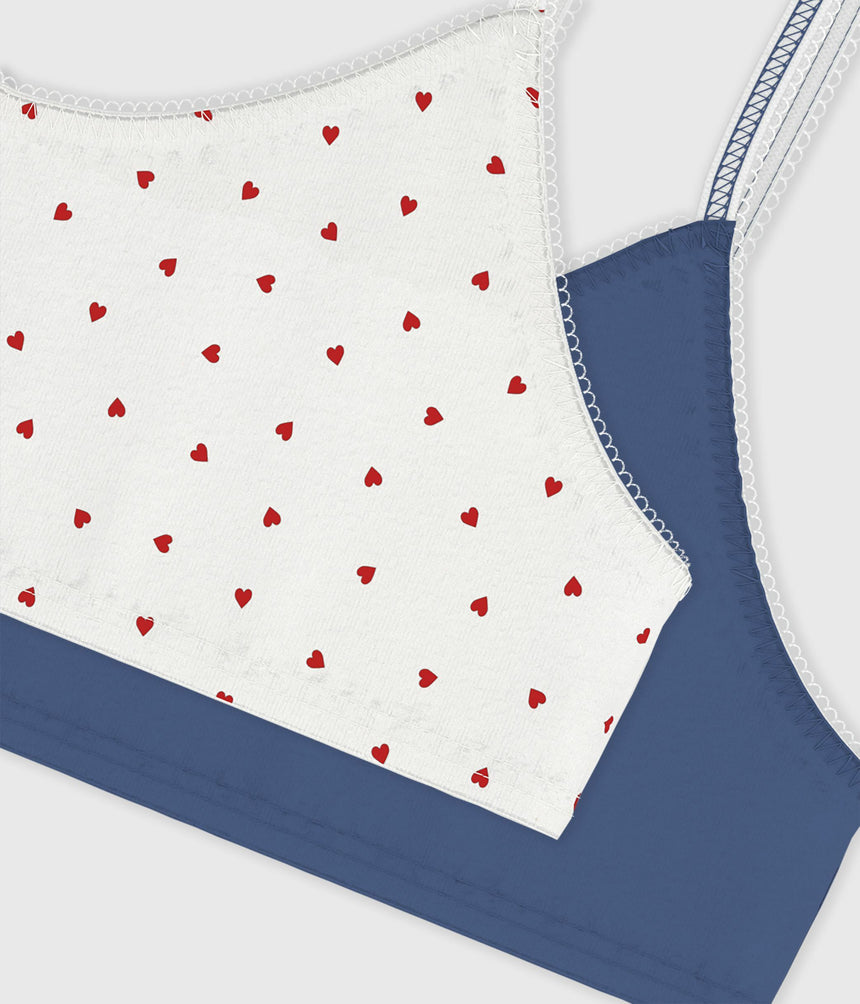 CHILDREN'S HEART PRINT COTTON AND ELASTANE BRA TOPS