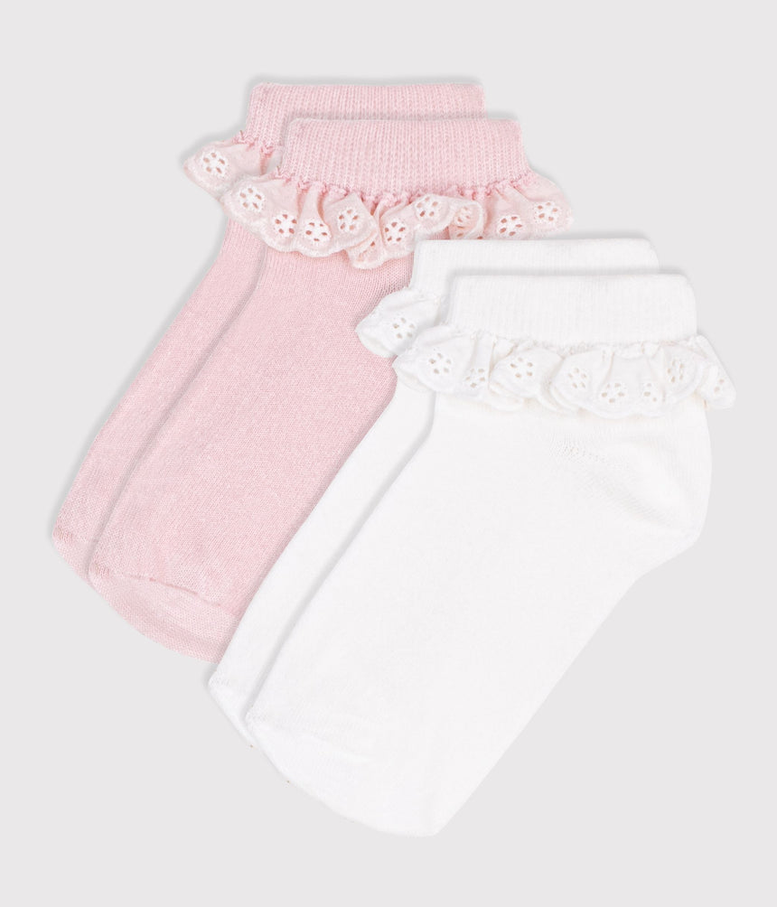 CHILDREN'S RUFFLED COTTON SOCKS - 2-PACK