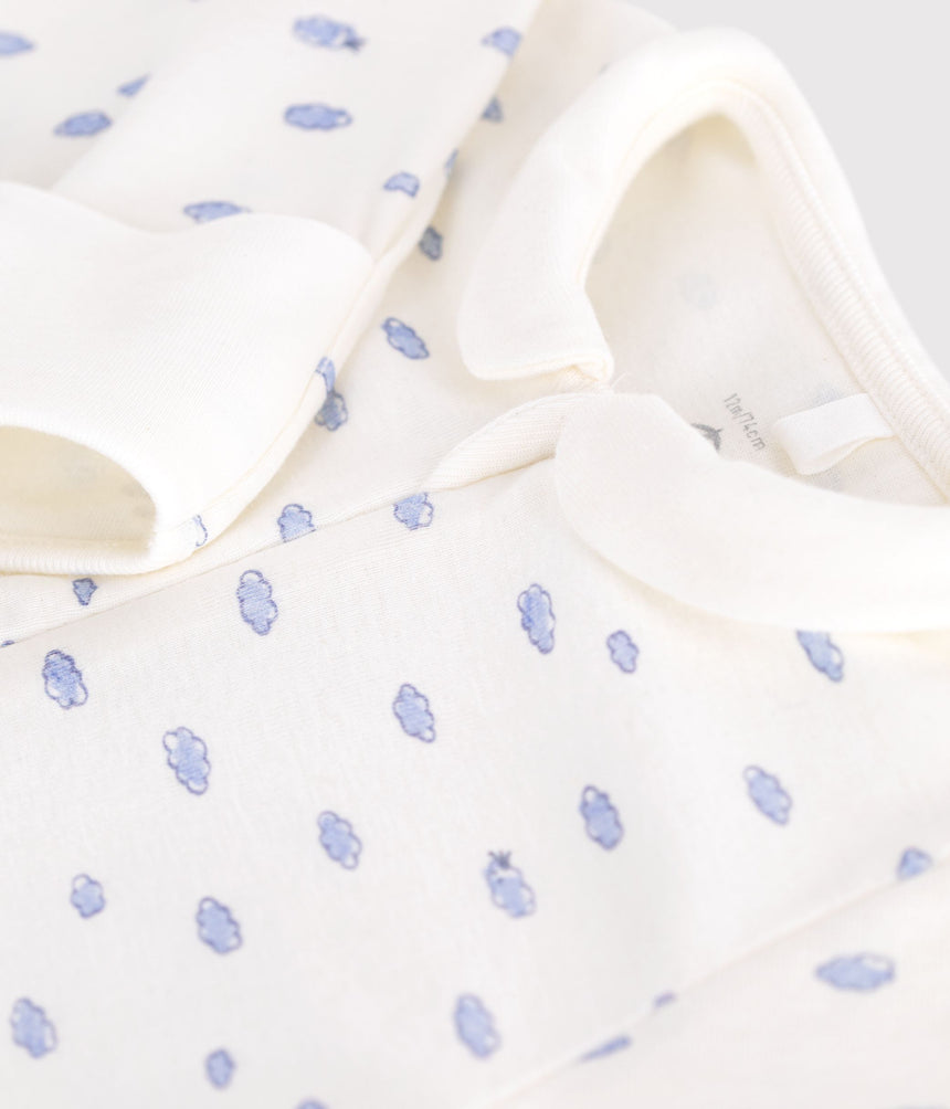 BABIES' COTTON PYJAMA SUIT WITH A SMALL CLOUD-DESIGN COLLAR