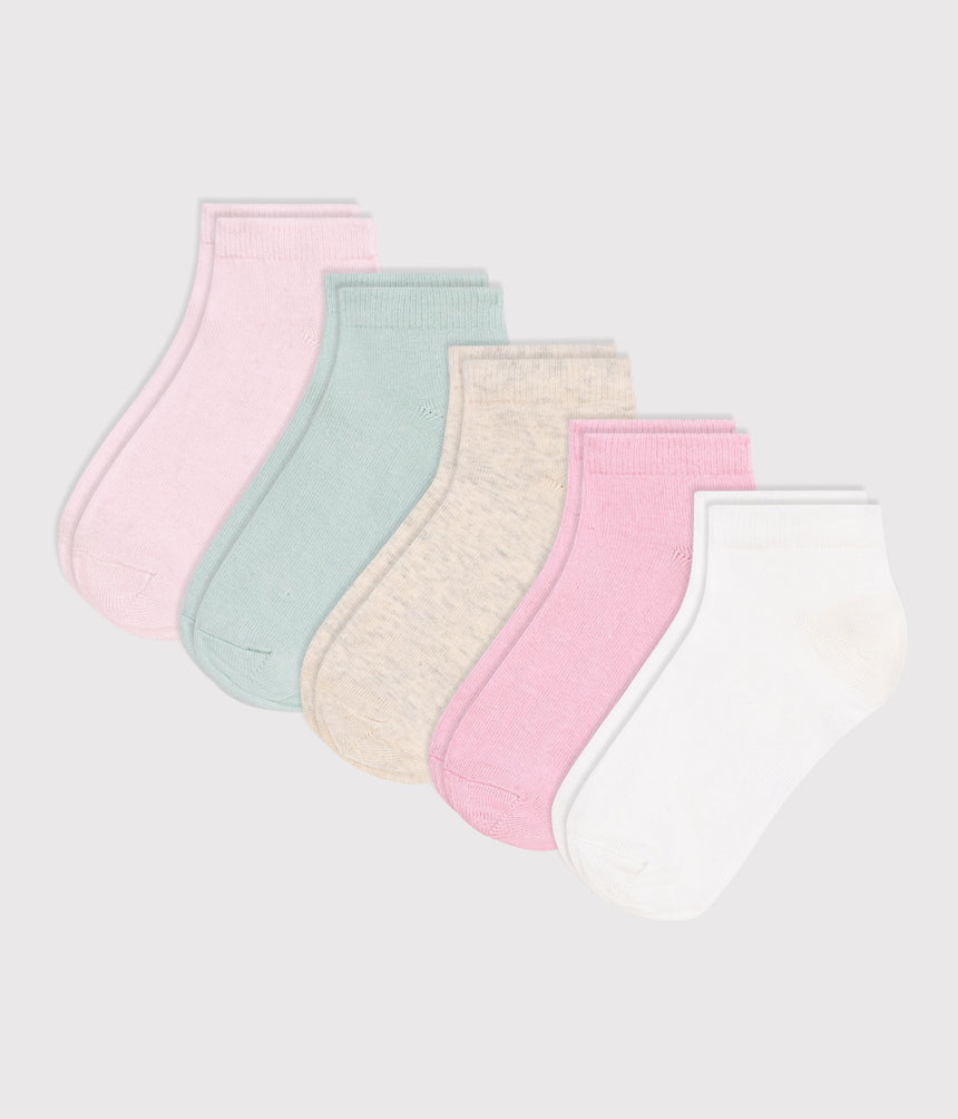 CHILDREN'S PLAIN COTTON SOCKS - 5-PACK