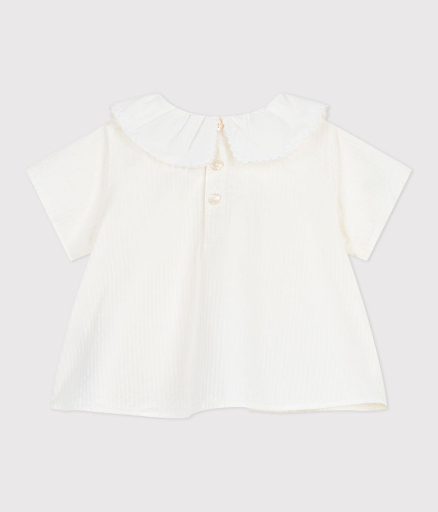 BABIES' SHORT-SLEEVED BLOUSE IN PLAIN COTTON POPLIN