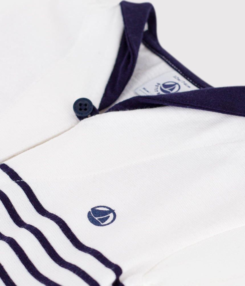 BABIES' SHORT-SLEEVED COTTON T-SHIRT WITH BRETON STRIPES