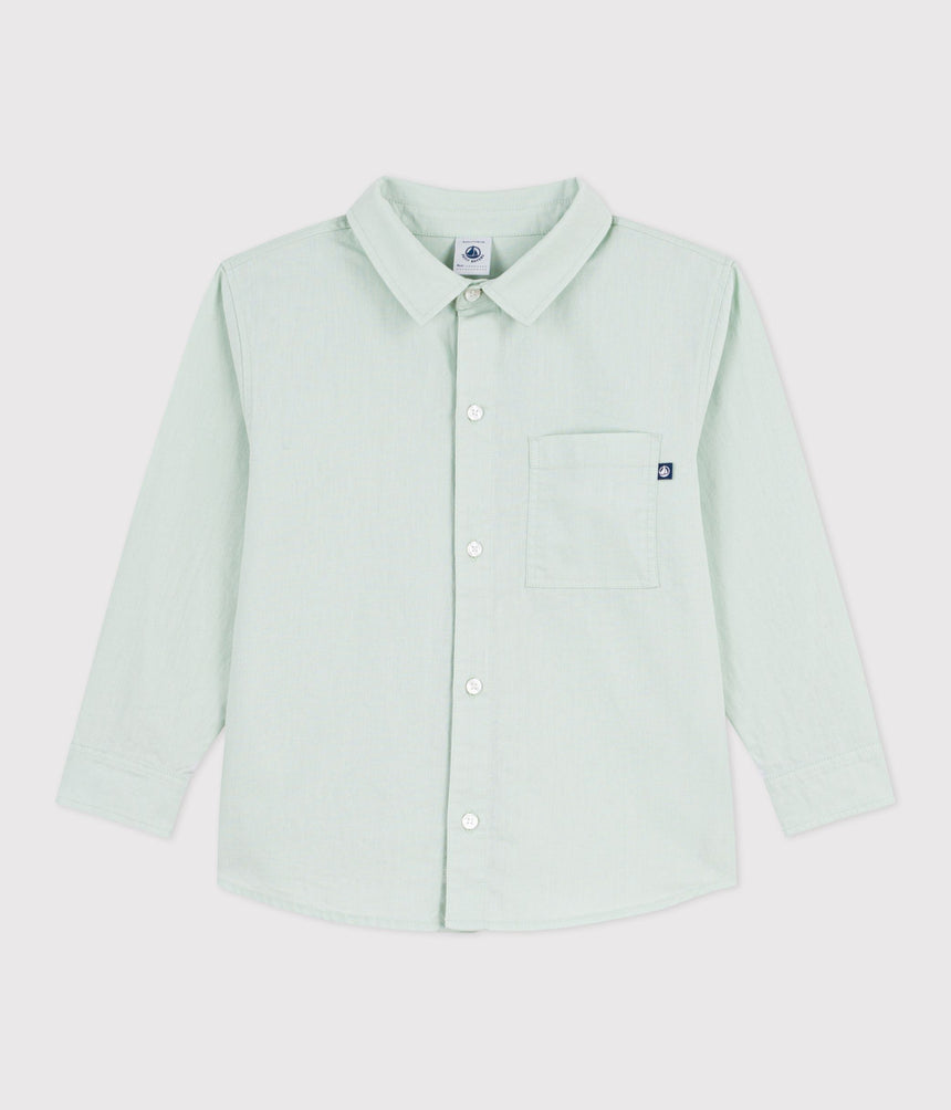CHILDREN'S LONG-SLEEVED PLAIN COTTON SHIRT