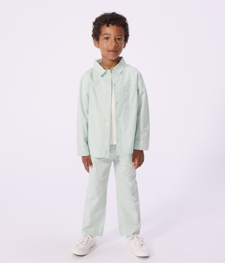 CHILDREN'S LONG-SLEEVED PLAIN COTTON SHIRT