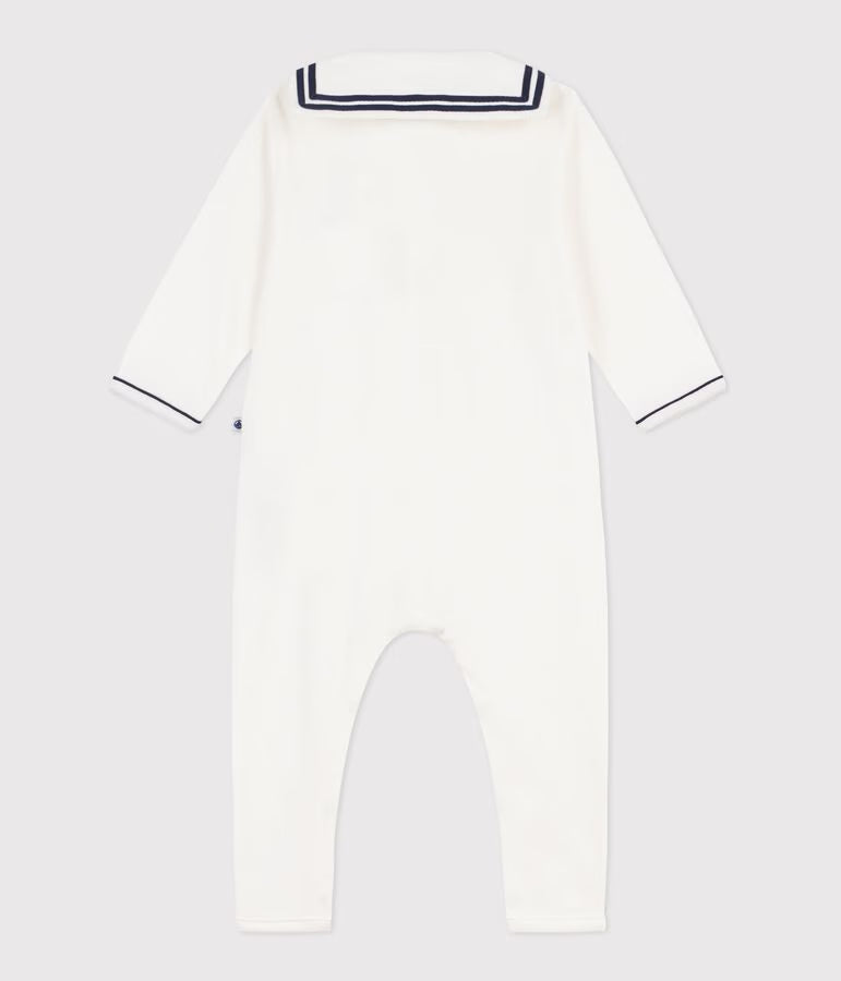 BABIES' FOOTLESS COTTON PYJAMA SUIT WITH A SAILOR COLLAR