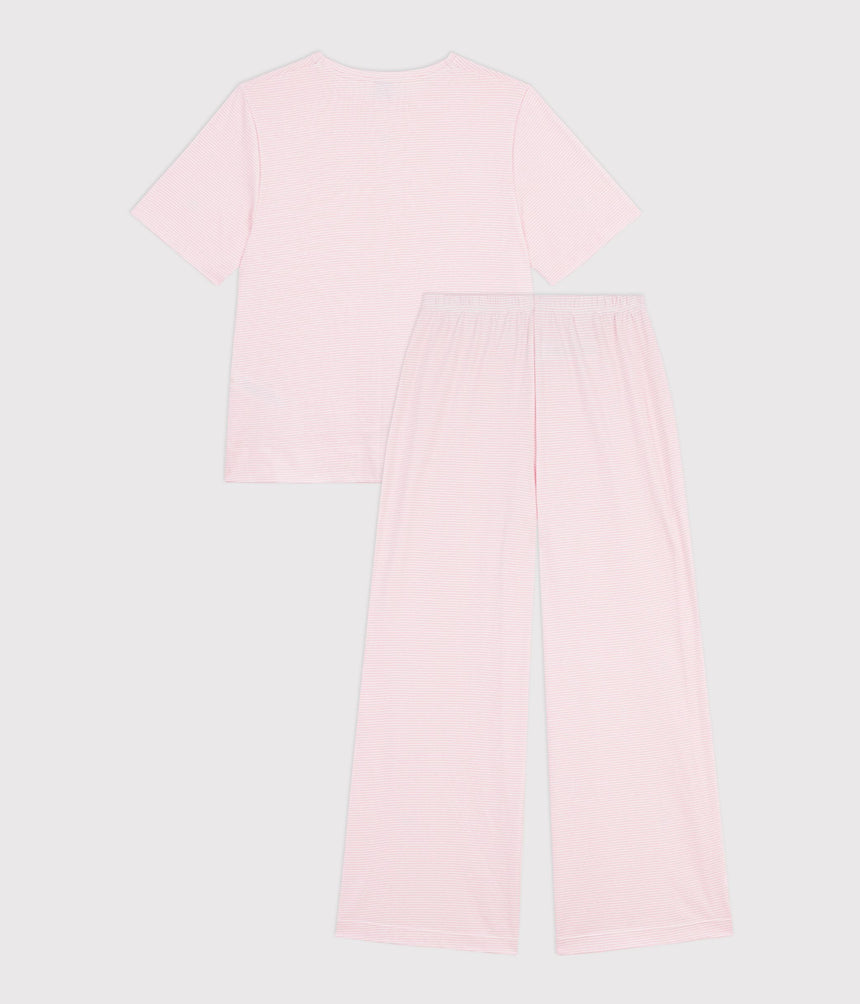 WOMEN'S WIDE-LEG STRIPY COTTON PYJAMAS