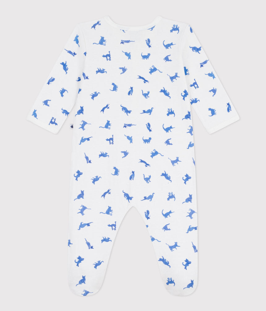 BABIES' CAT PRINT TUBE KNIT PYJAMA SUIT