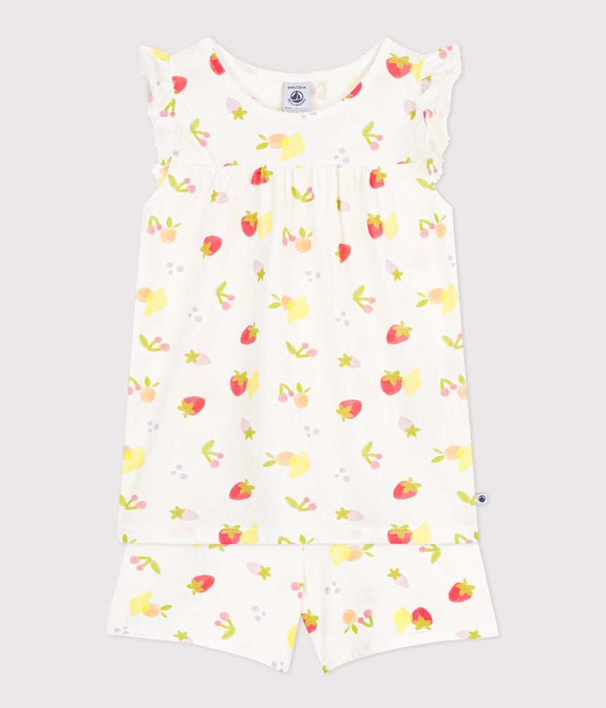 CHILDREN'S SHORT COTTON PYJAMAS PRINTED WITH FRUIT