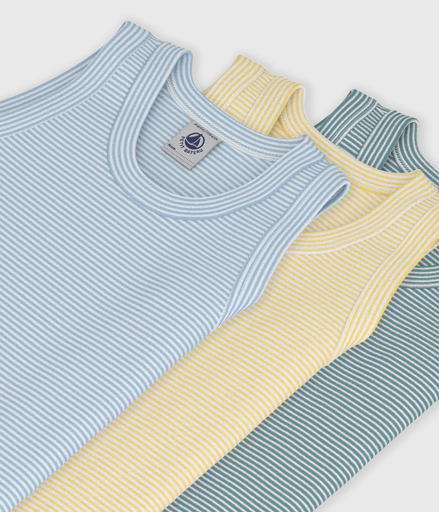 PACK OF CHILDREN'S STRIPY COTTON TANK TOPS