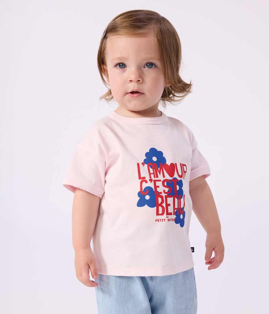 BABIES' SHORT-SLEEVED PATTERNED COTTON T-SHIRT