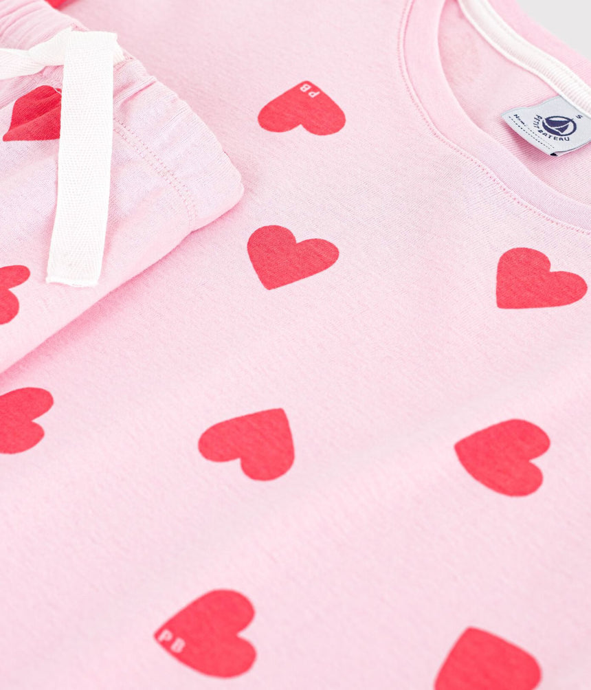 WOMEN'S SHORT HEART PRINT COTTON PYJAMAS