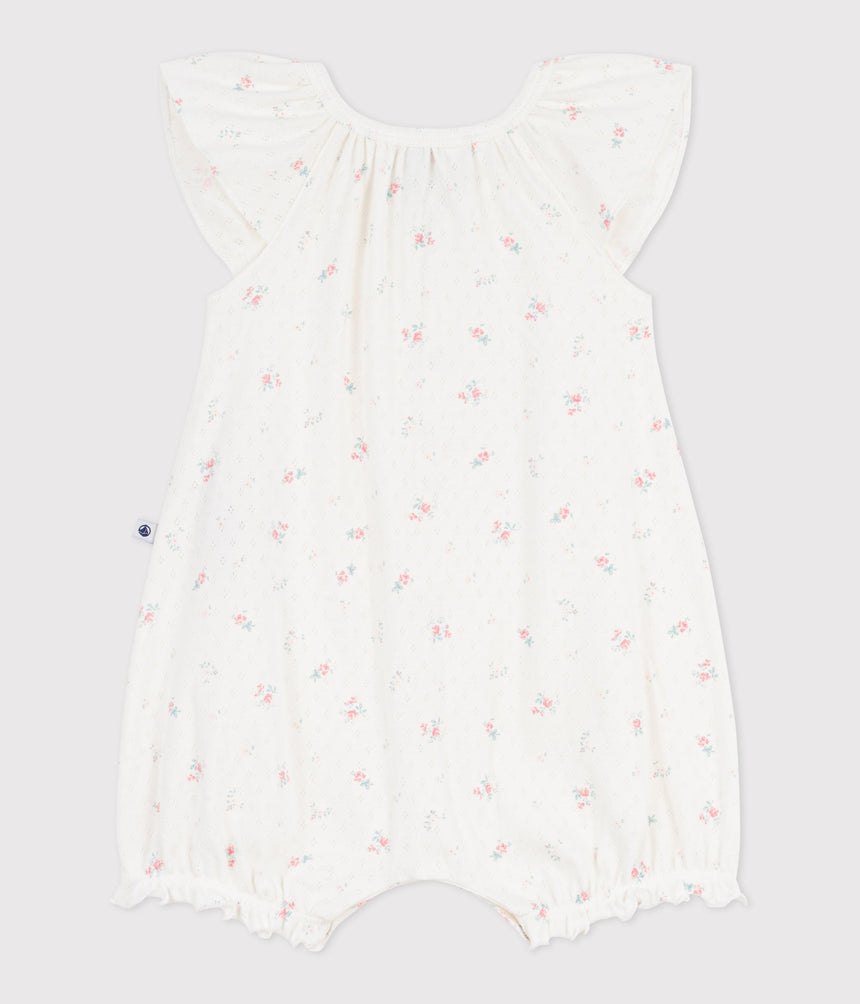 BABIES' SHORT FLORAL COTTON JUMPSUIT