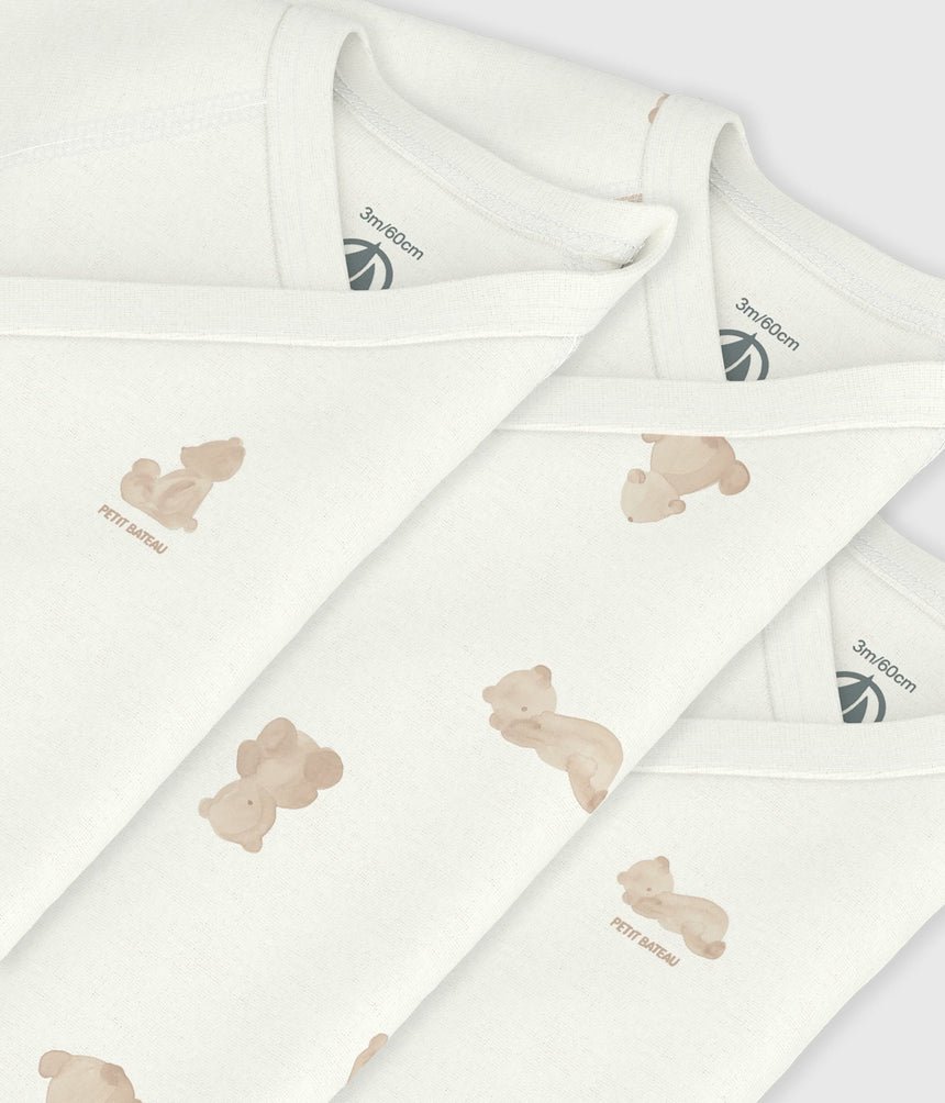 PACK OF BABIES' SHORT-SLEEVED PRINTED COTTON WRAPOVER BODIES