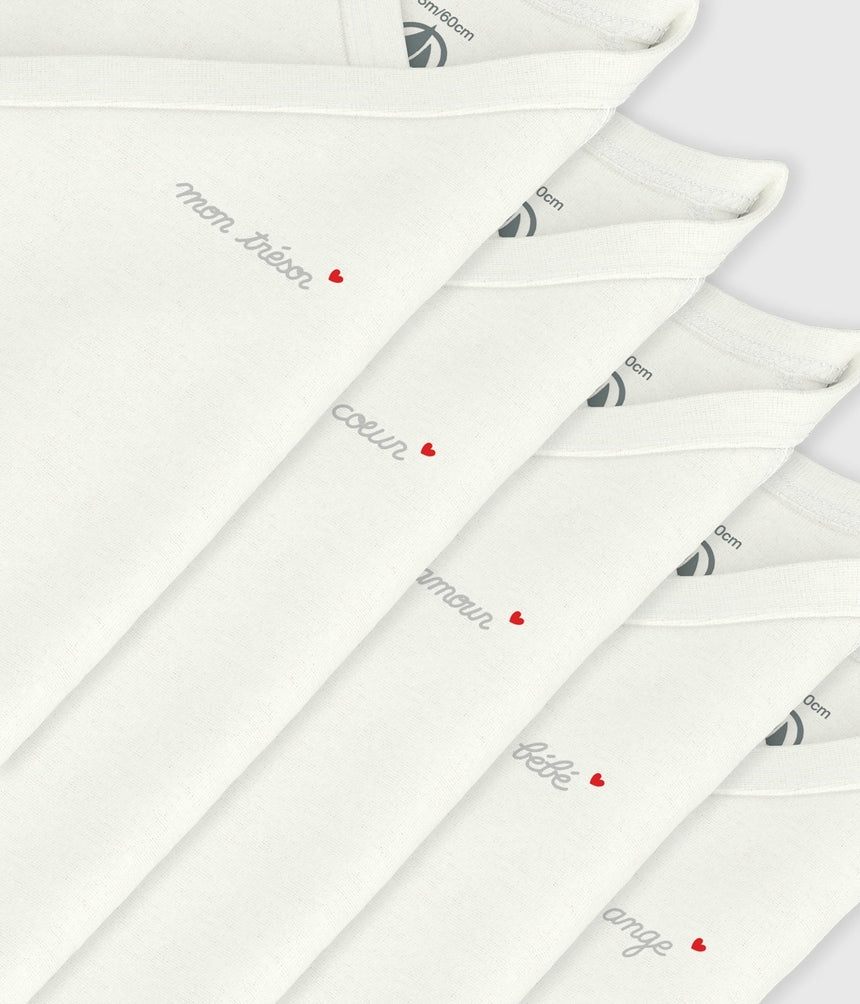 PACK OF BABIES' PLAIN COTTON SHORT-SLEEVED CROSSOVER BODIES