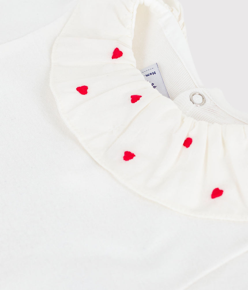 BABIES' PLAIN COTTON BODY WITH AN EMBROIDERED COLLAR