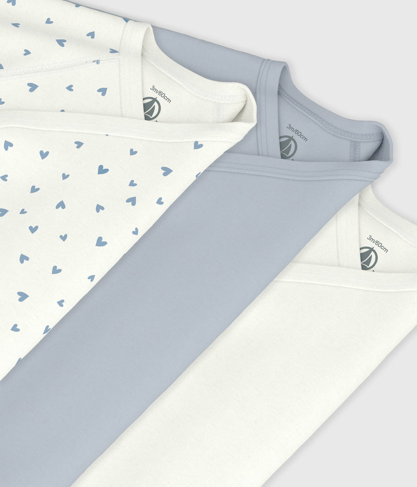 PACK OF BABIES' LONG-SLEEVED PRINTED COTTON WRAPOVER BODIES