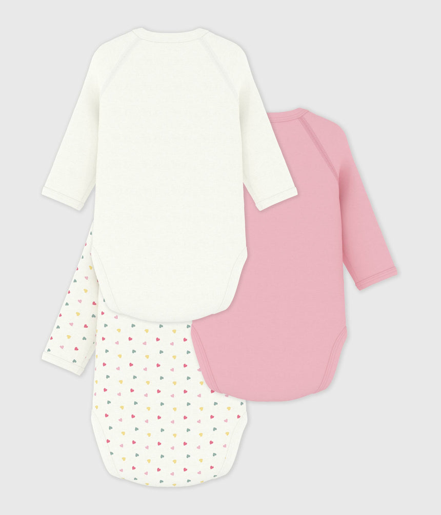 PACK OF BABIES' LONG-SLEEVED PRINTED COTTON WRAPOVER BODIES