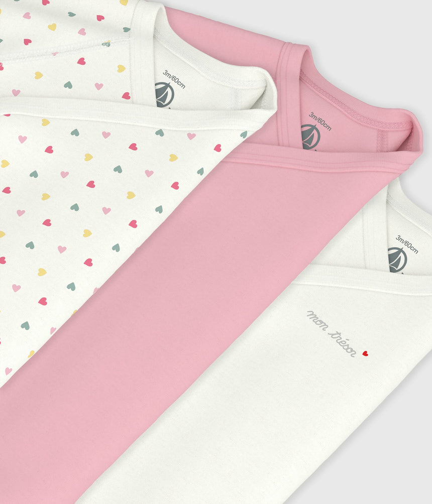 PACK OF BABIES' LONG-SLEEVED PRINTED COTTON WRAPOVER BODIES