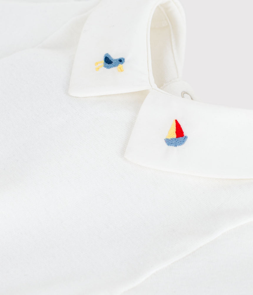 BABIES' PLAIN COTTON BODY WITH AN EMBROIDERED COLLAR