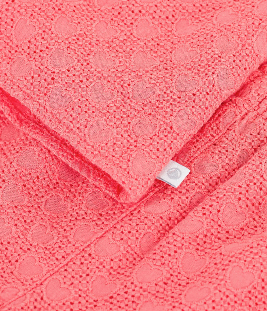 BABIES' 2-PIECE OUTFIT IN BRODERIE ANGLAISE, HEARTS DESIGN