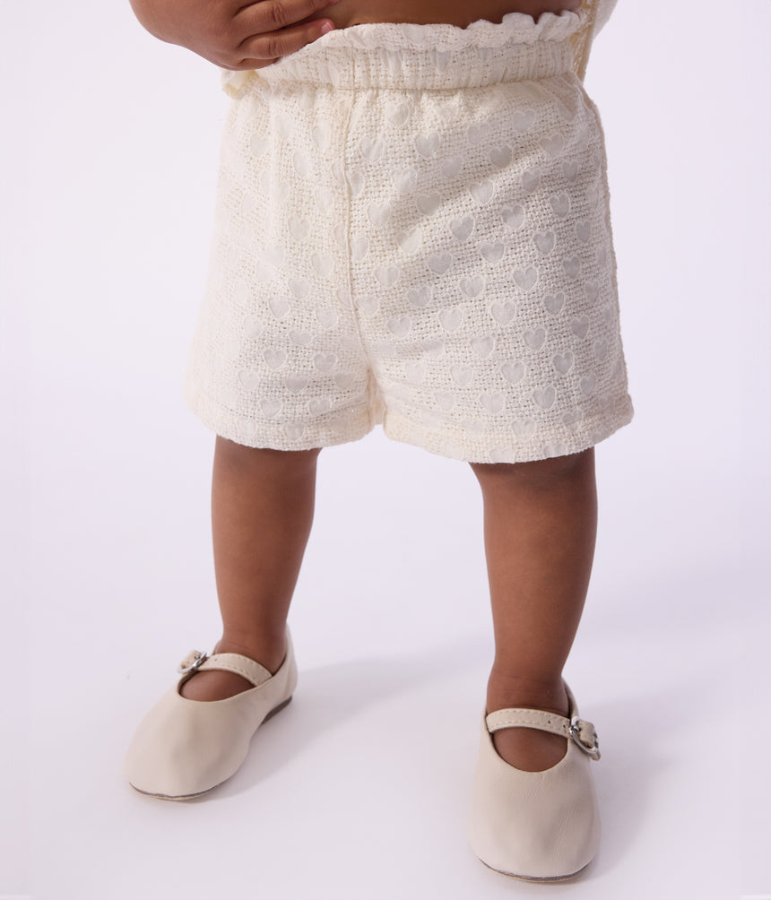 BABIES' 2-PIECE OUTFIT IN BRODERIE ANGLAISE, HEARTS DESIGN