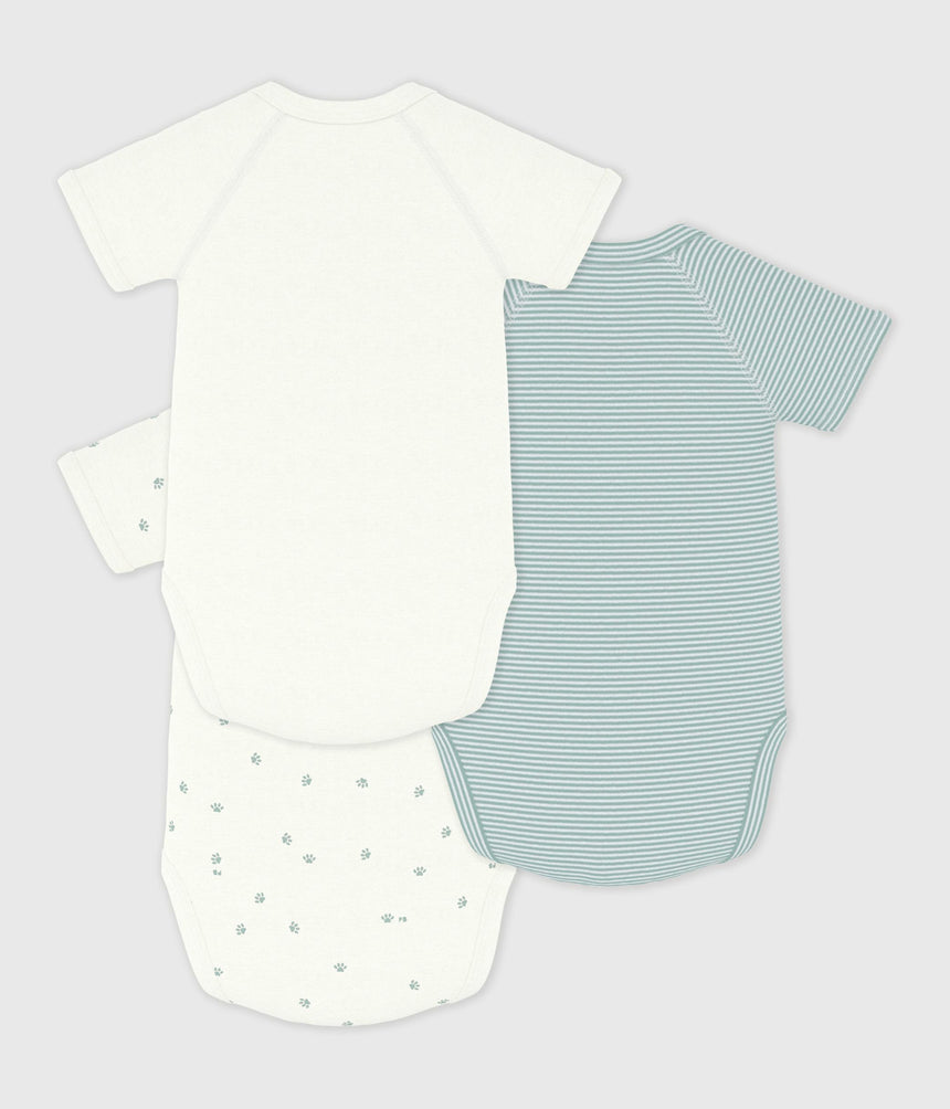 PACK OF BABIES' SHORT-SLEEVED PRINTED COTTON WRAPOVER BODIES