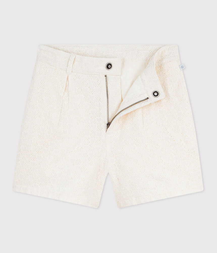 CHILDREN'S COTTON SHORTS WITH A HEART MOTIF