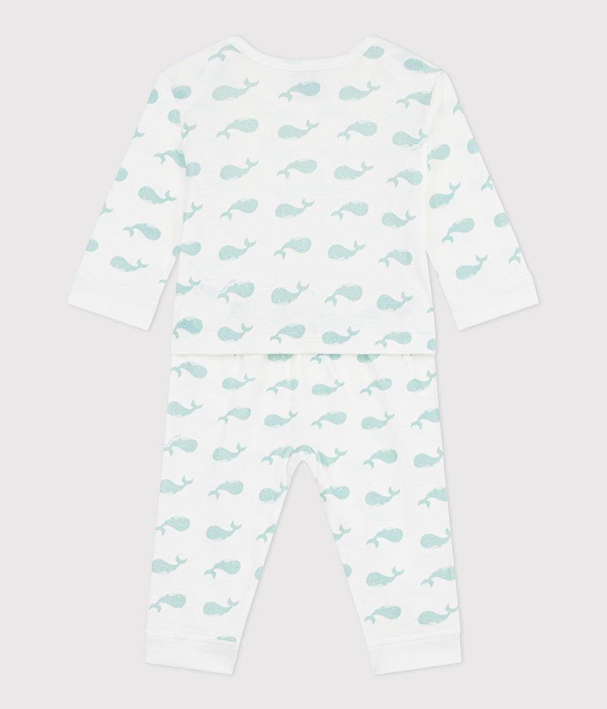 BABIES' FOOTLESS WHALE PRINT COTTON PYJAMAS