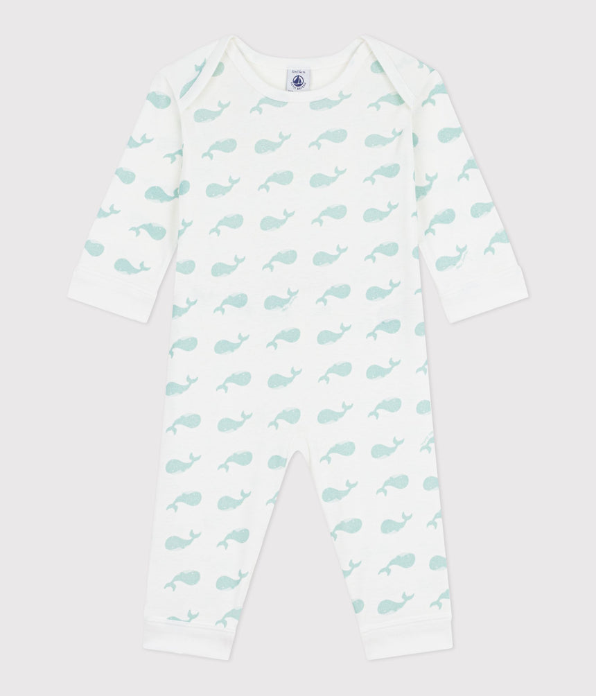 BABIES' FOOTLESS WHALE PRINT COTTON PYJAMAS