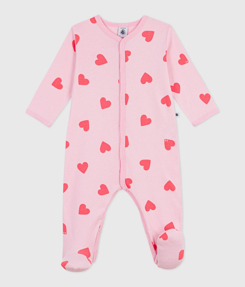 BABIES' HEART-PRINT COTTON PYJAMA SUIT