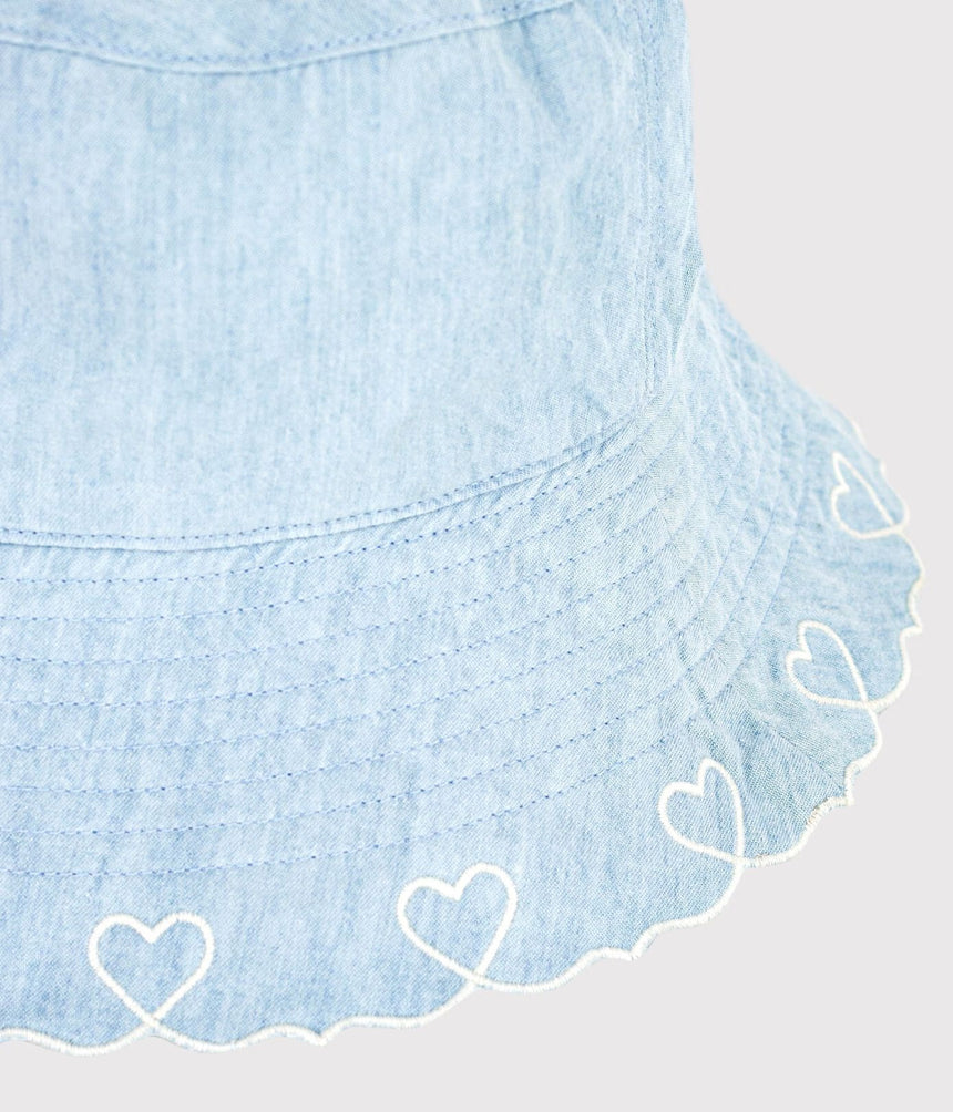 CHILDREN'S CHAMBRAY WIDE-BRIMMED FLOPPY HAT