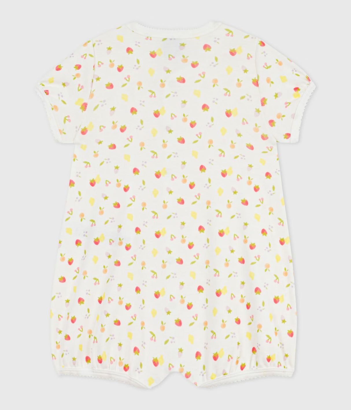 BABIES’ SHORT FRUIT PRINT COTTON JUMPSUIT