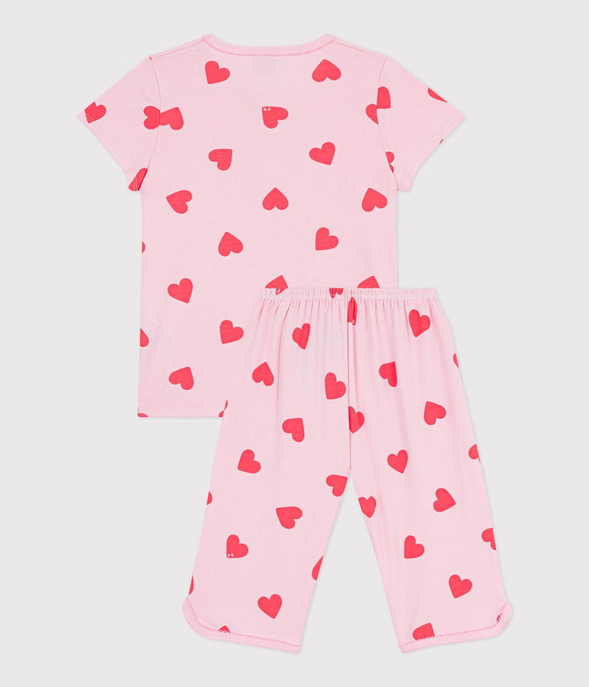 CHILDREN’S HEART PRINT COTTON CAPRI PYJAMAS