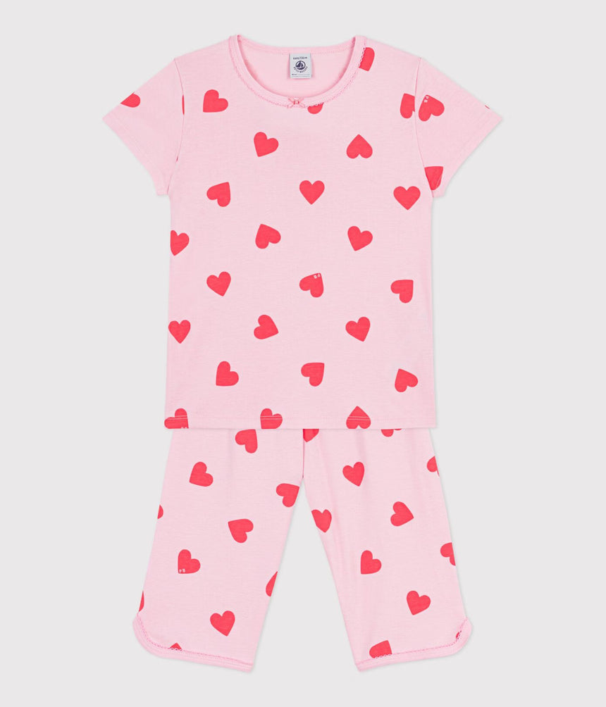 CHILDREN’S HEART PRINT COTTON CAPRI PYJAMAS