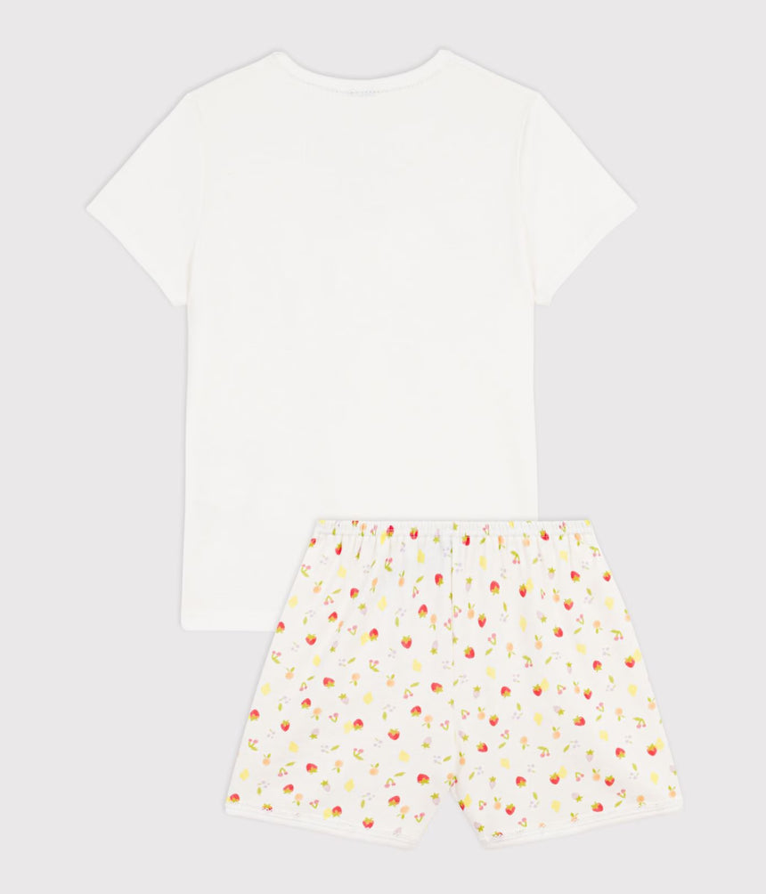 CHILDREN’S SHORT COTTON PYJAMAS PRINTED WITH FRUIT