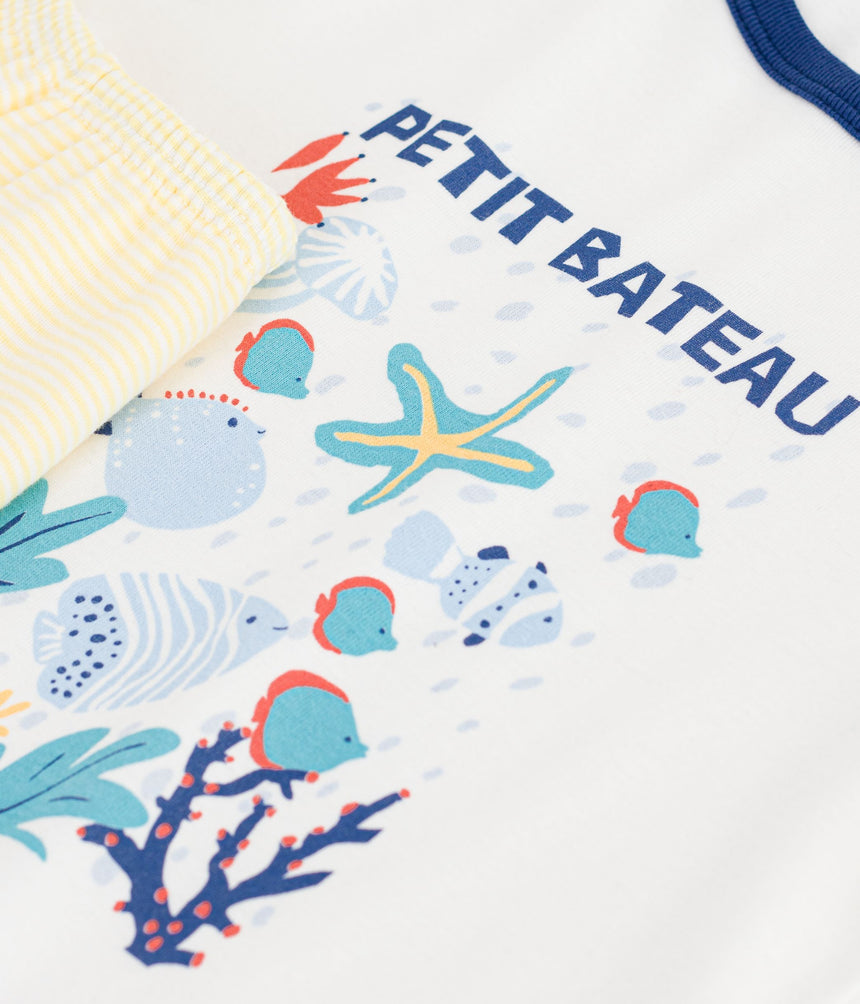 CHILDREN'S SHORT COTTON PYJAMAS WITH AN OCEAN DESIGN