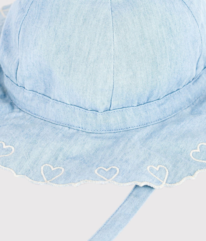 BABY GIRL’S CHAMBRAY WIDE BRIMMED FLOPPY SUN HAT