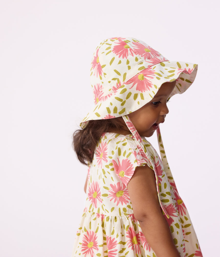 BABY GIRLS' FLORAL PRINT CRÊPE FLOPPY HAT