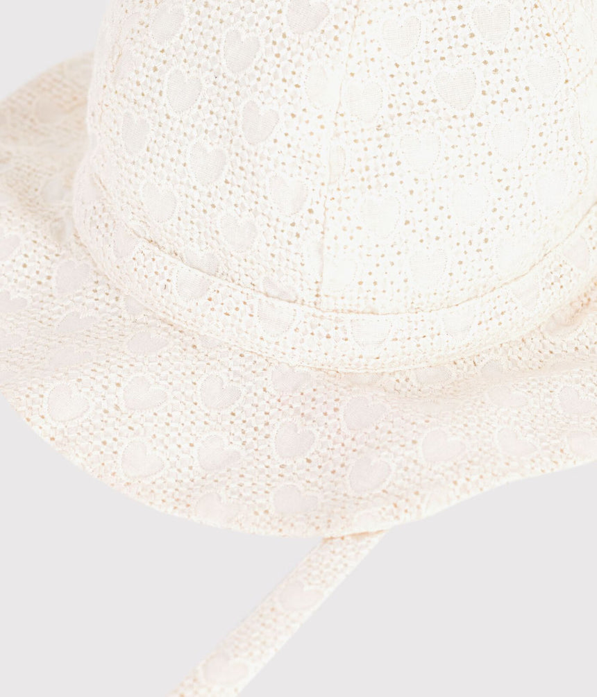 BABY GIRLS’ WIDE BRIMMED FLOPPY SUN HAT IN POPLIN AND BRODERIE ANGLAISE